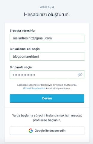 Ücretsiz Blog Açma WordPress Hesap Oluşturma
