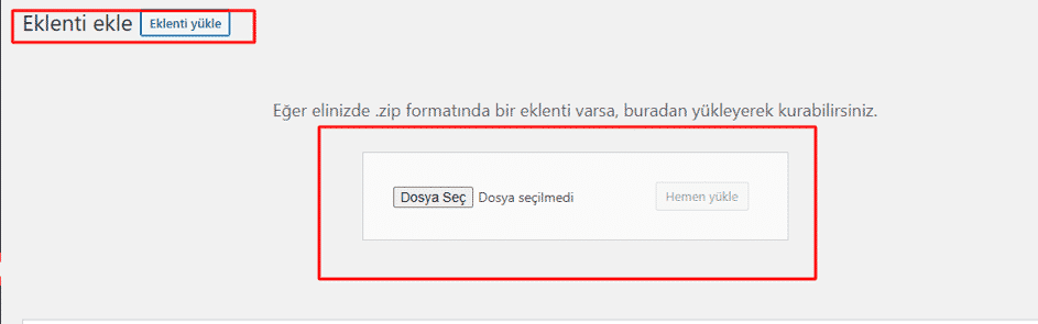 wordpress eklenti yükleme