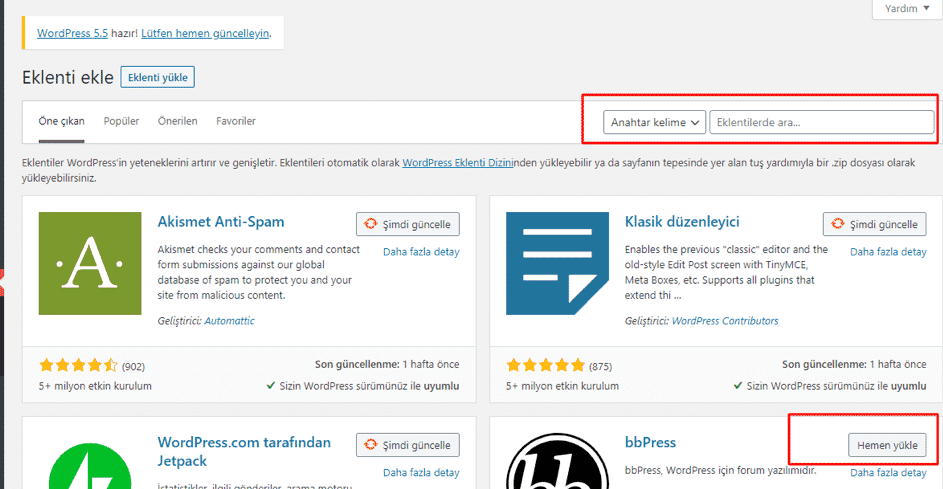 wordpress eklenti bulma