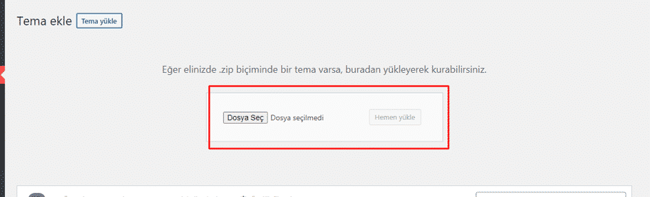 wordpress elle tema yükleme