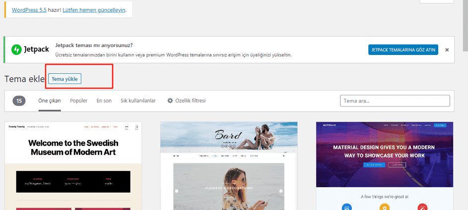 wordpress tema yükleme