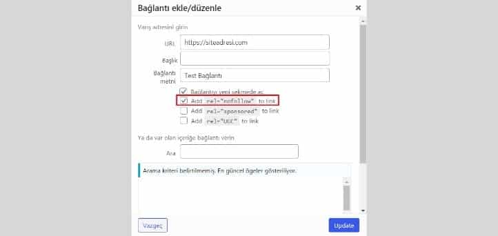 Wordpress Nofollow Link Ekleme - AIOSEO 4