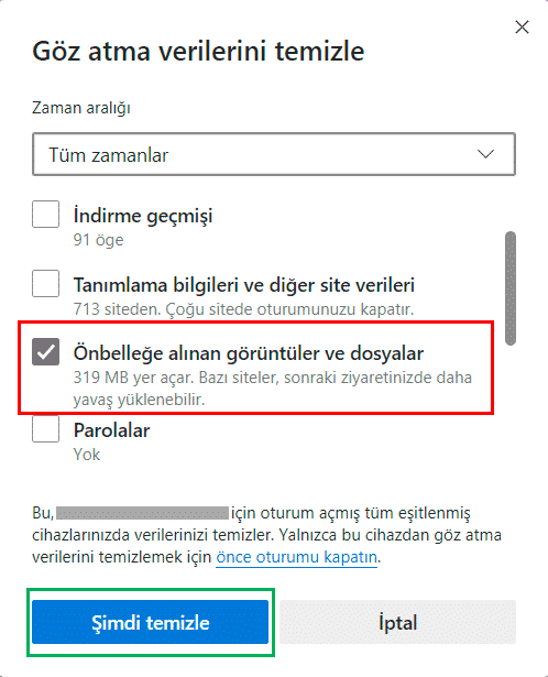 Önbellek görüntülerini temizlemek