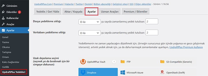 UpDraftPlus-Wordpress-Yedek-Alma-UpDraftPlus-Ayarlarına-Erişme