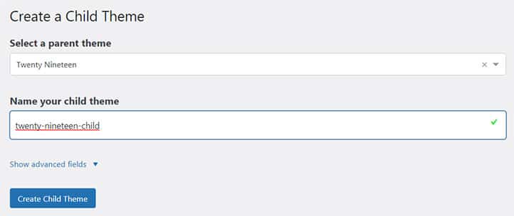 Yirmi On Dokuz Child Theme Oluşturma